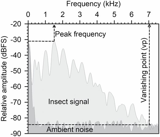 Graph showing leafhopper signal greater than background noise